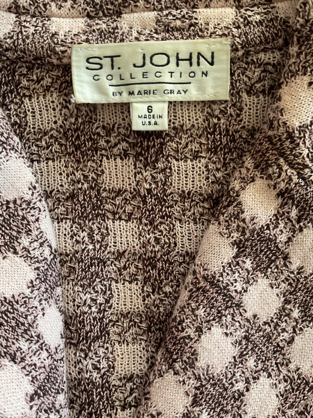 St. John Collection Brown and cream Tweed and leather Zip-Front Blazer - Picture 5 of 7